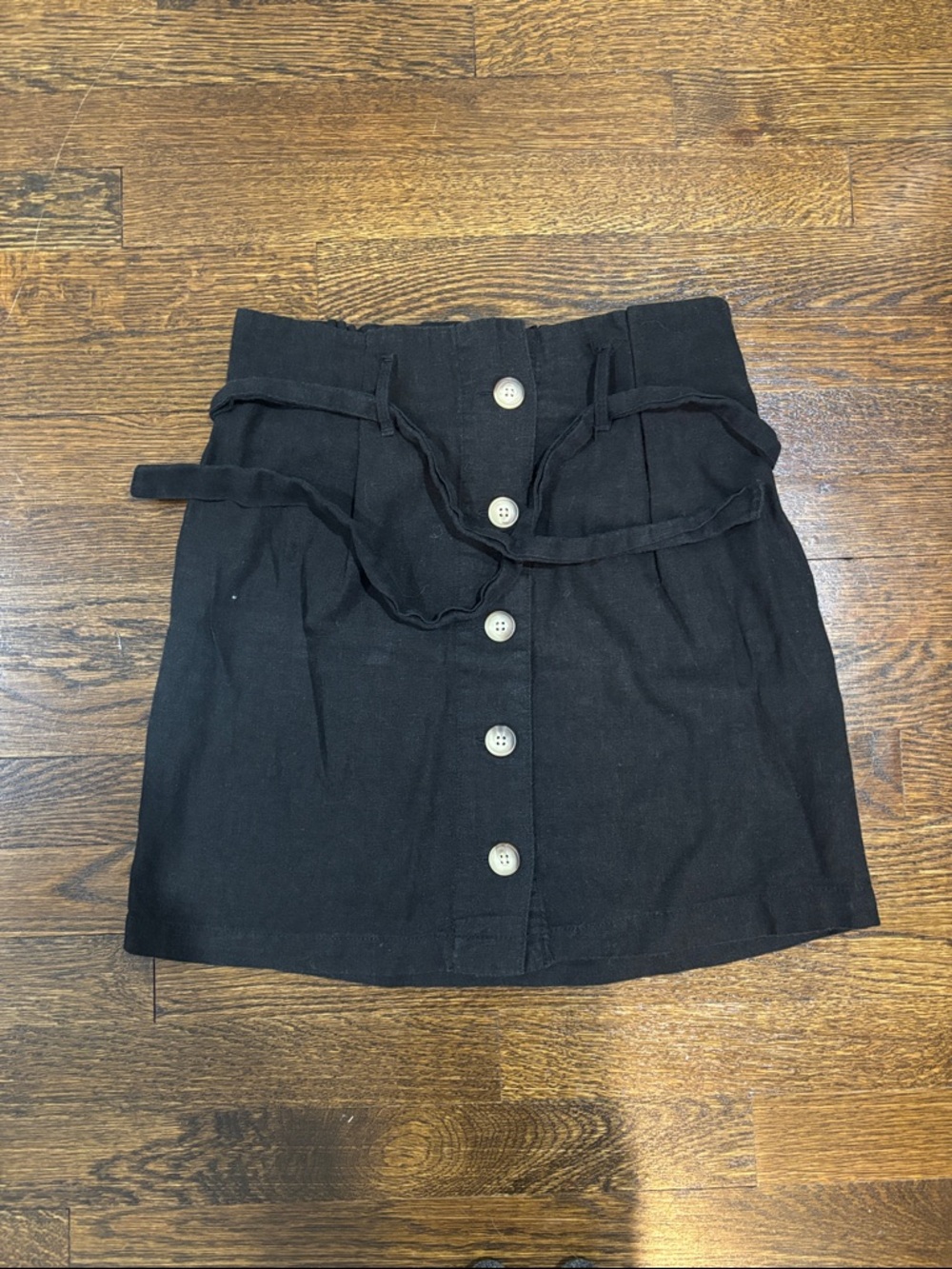 Women’s Black Linen Skirt with Buttons